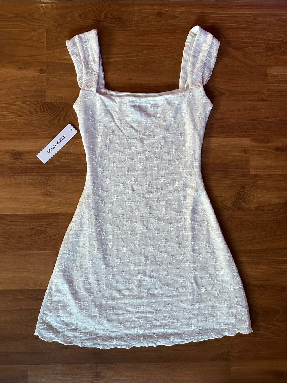 Princess Polly White Textured Square-Neck Mini Dress